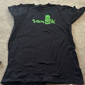 Sanuk Black T-Shirt with Bright Green Logo size M